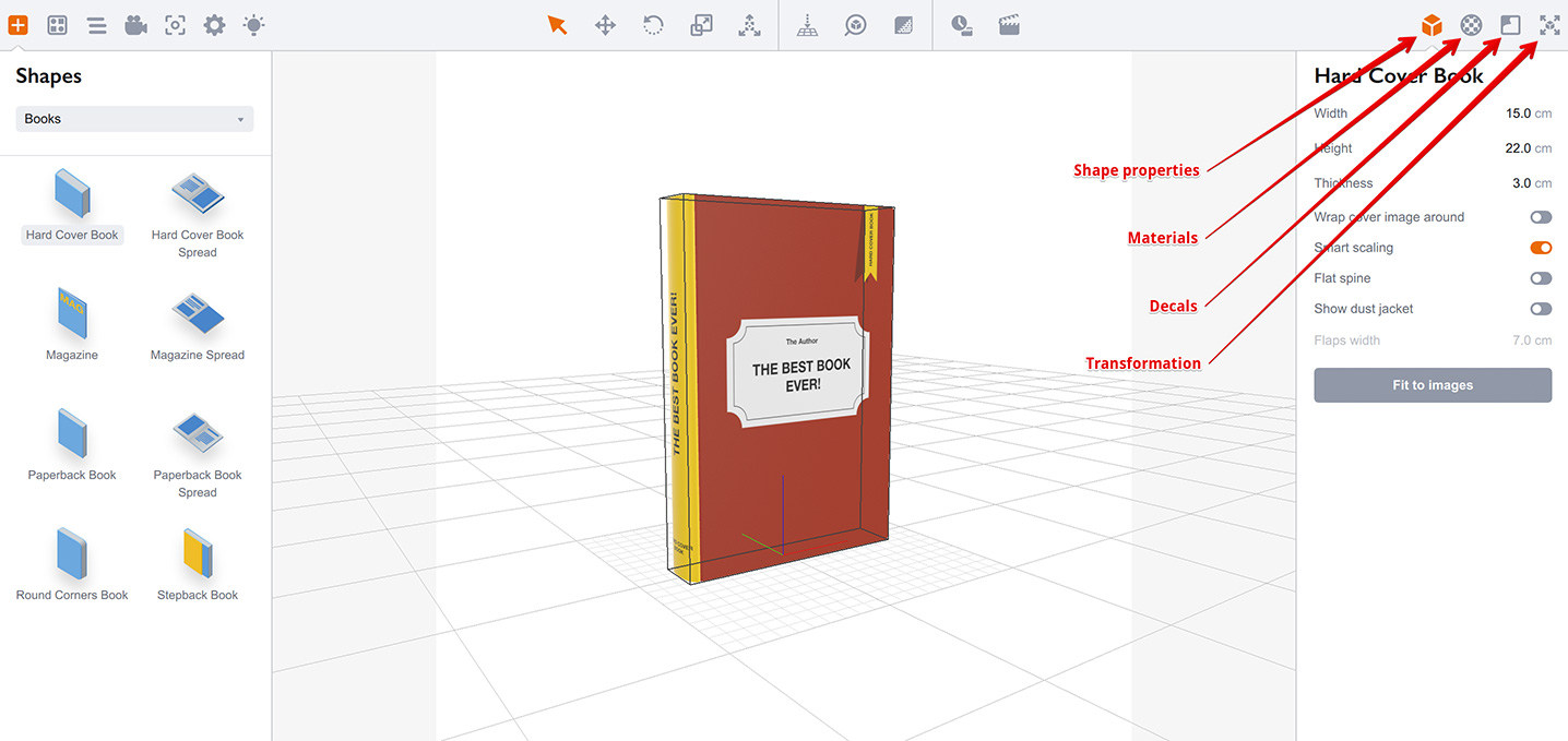 Editing shapes in Boxshot