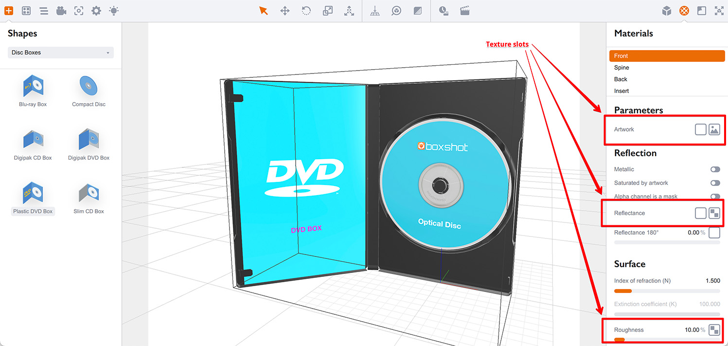Closed texture slot in materials editor in Boxshot