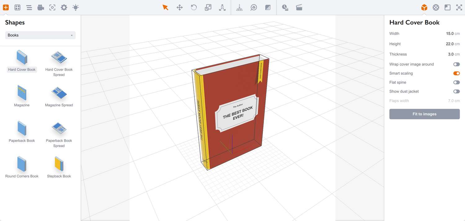 3D book shape in Boxshot