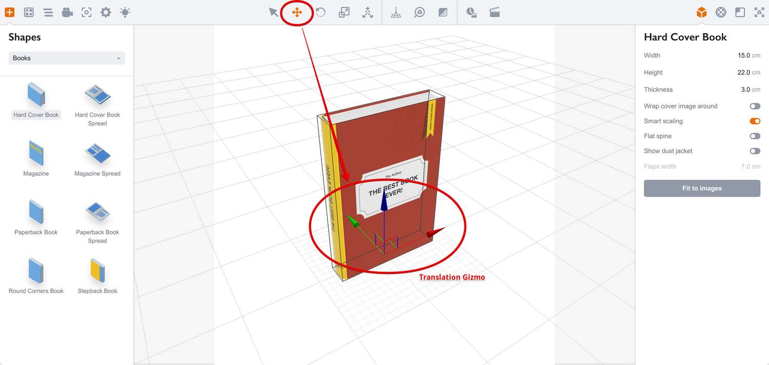 Translation gizmo in Boxshot