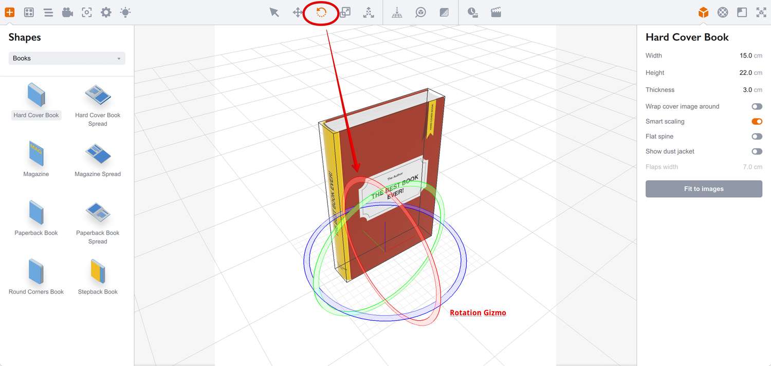 Boxshot rotation gizmo