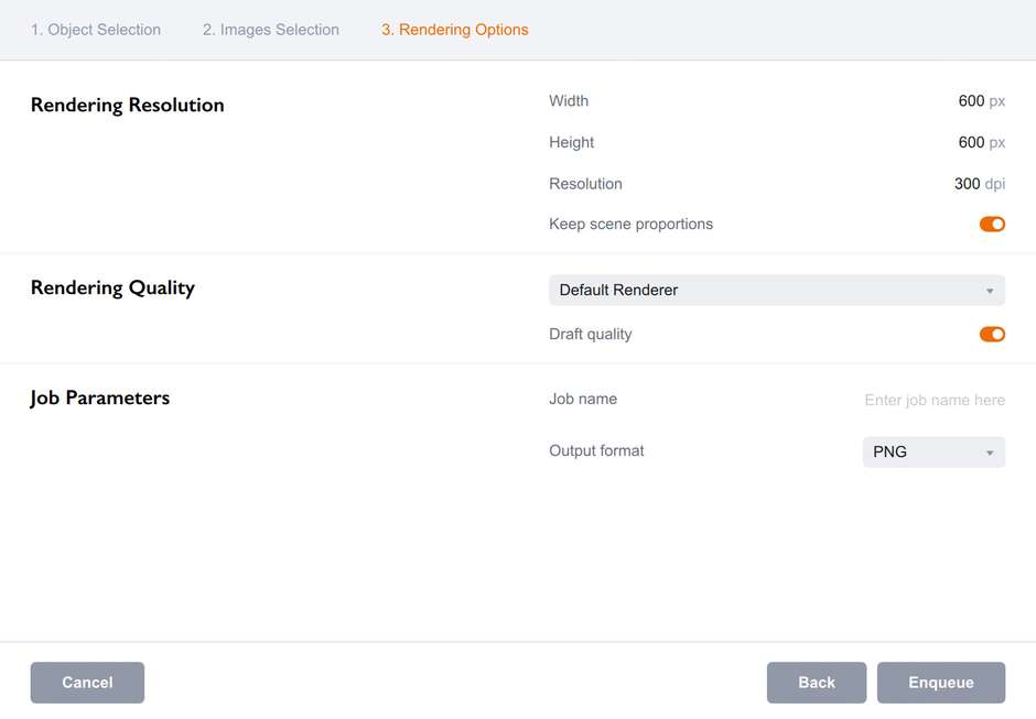 Configuring simple batch rendering options in Boxshot