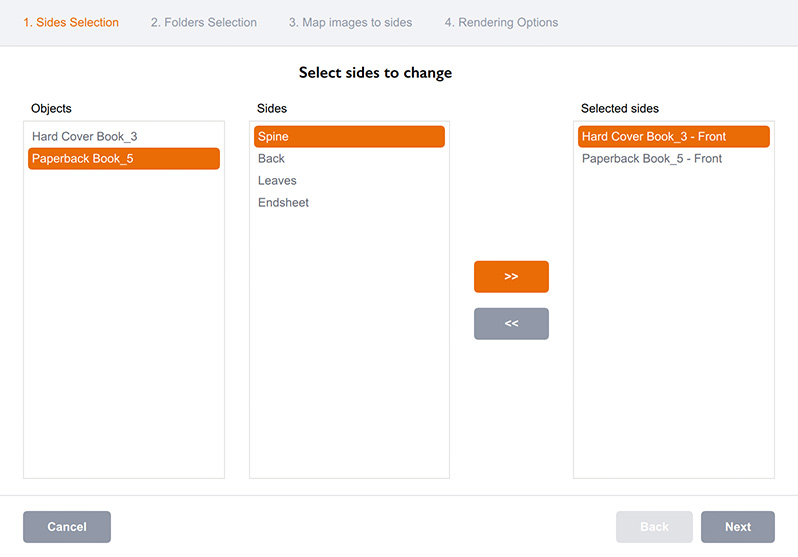 Selecting side for multiple batch rendering in Boxshot