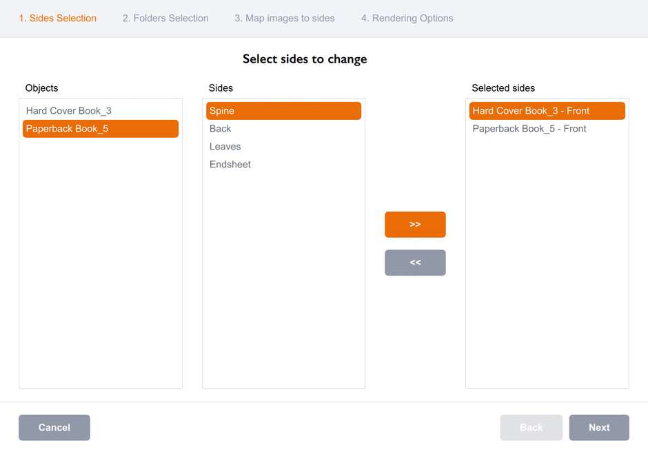 Selecting side for multiple batch rendering in Boxshot