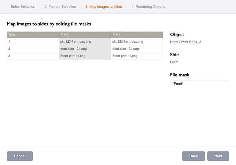 Assigning images to sides for batch rendering in Boxshot