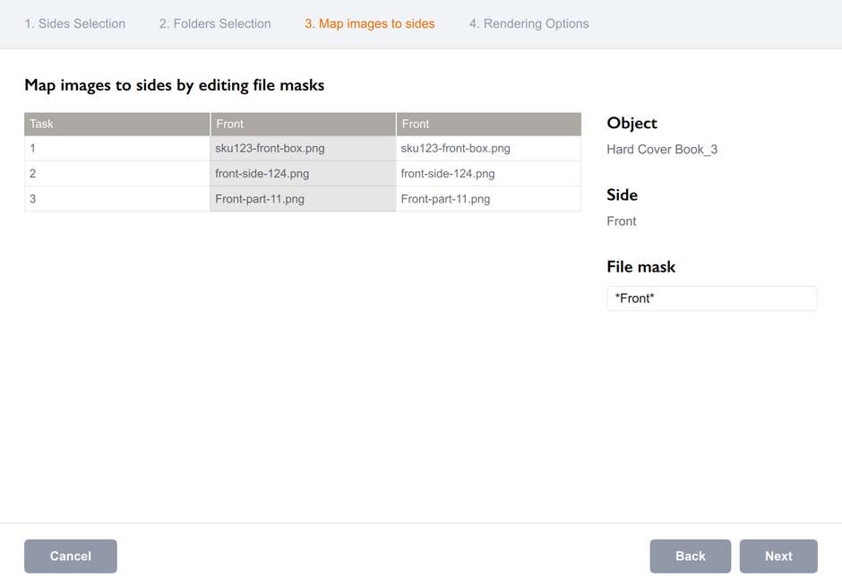 Assigning images to sides for batch rendering in Boxshot