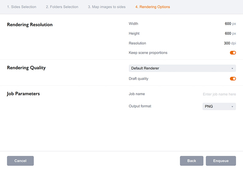 Multiple batch rendering resolution settings in Boxshot
