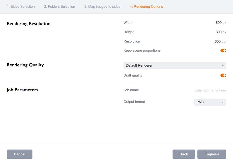 Multiple batch rendering resolution settings in Boxshot