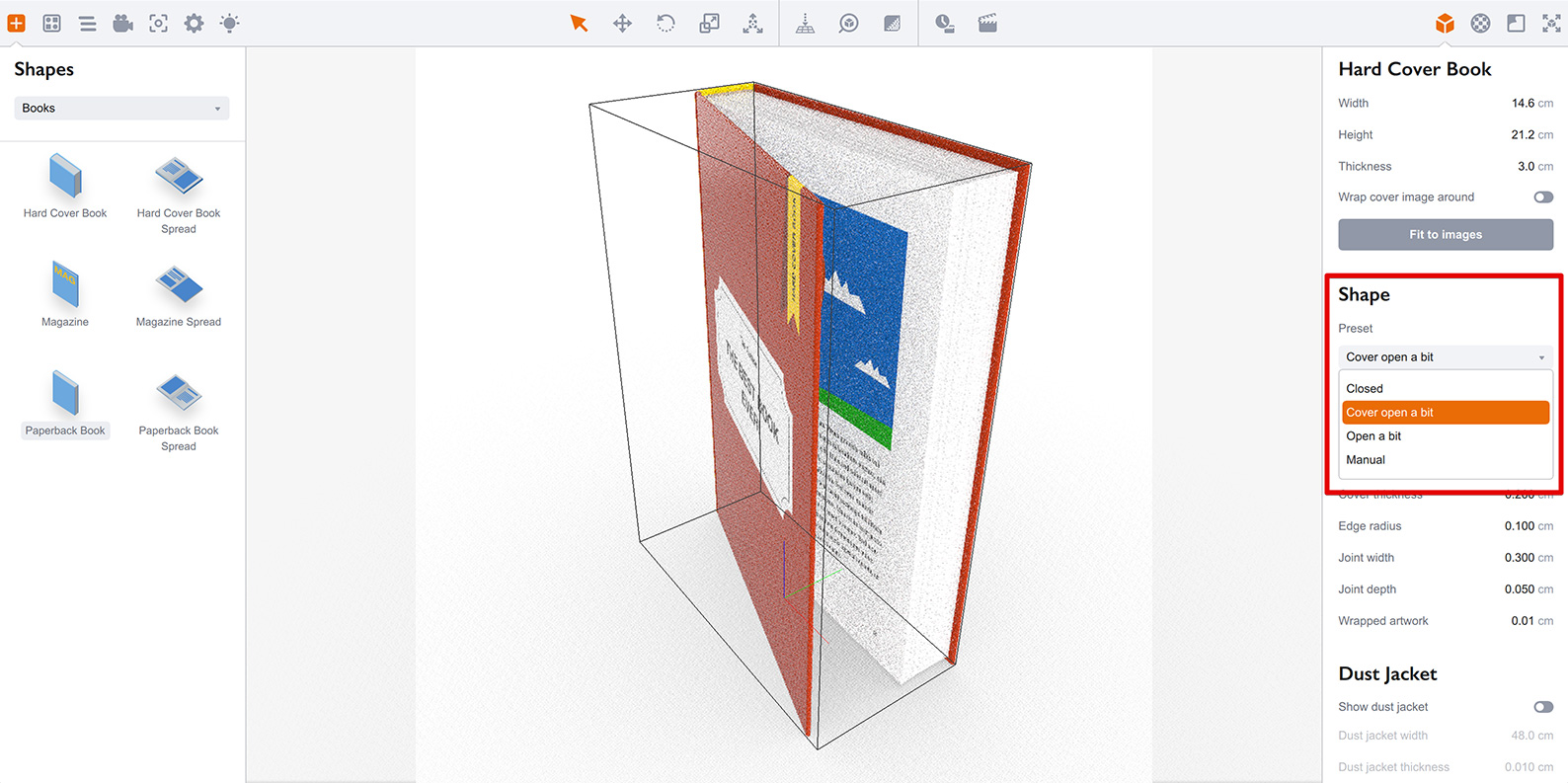 Book presets selection