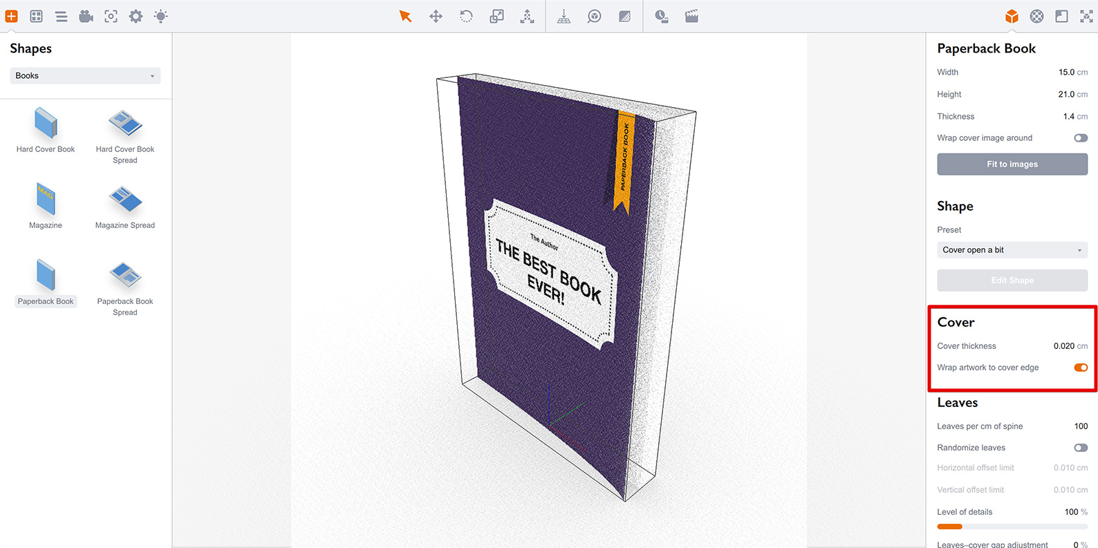 Paperback and magazine cover parameters