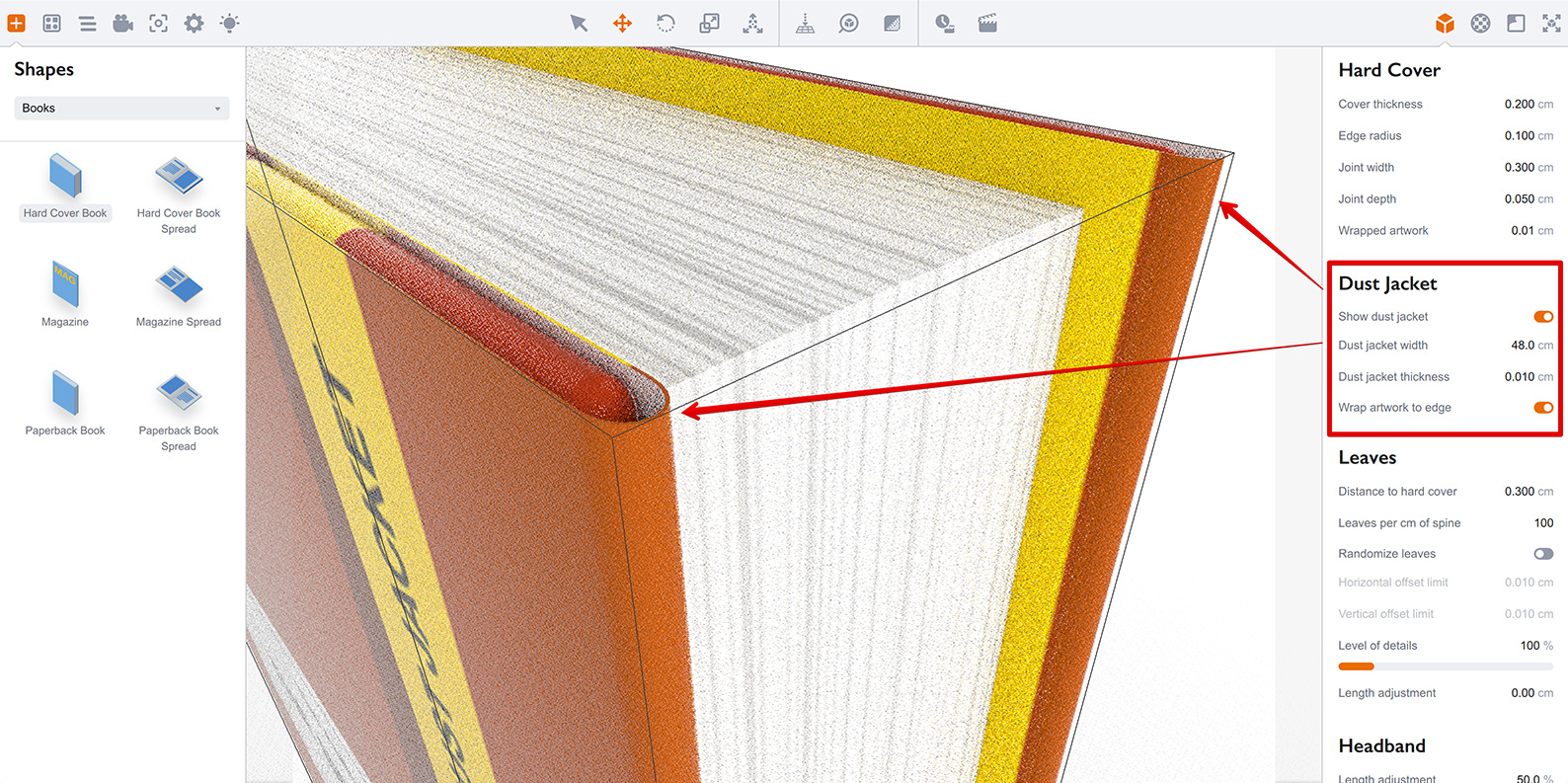 Wrapping artwork around the hard cover
