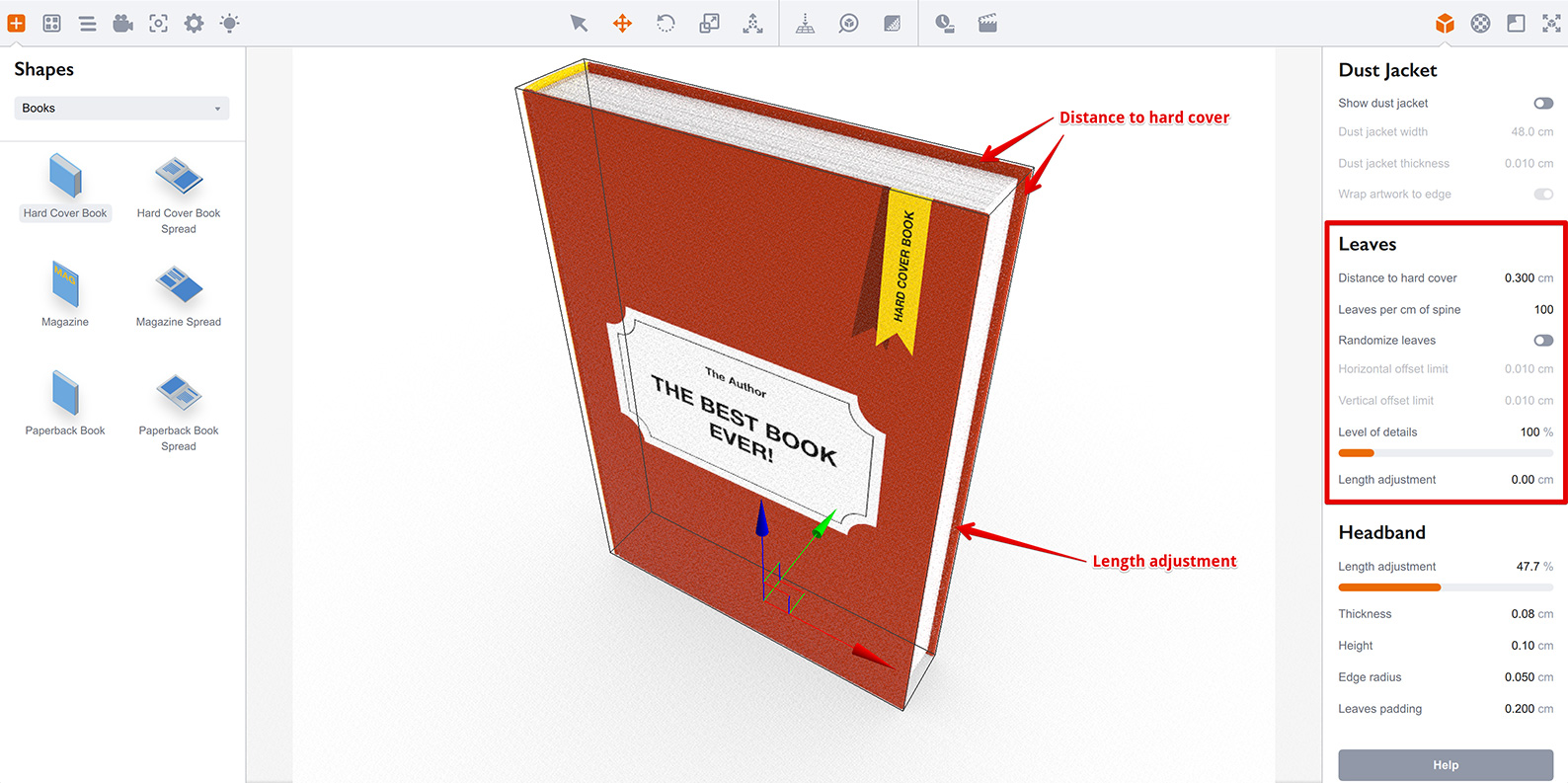 Hard cover specific book leaves properties