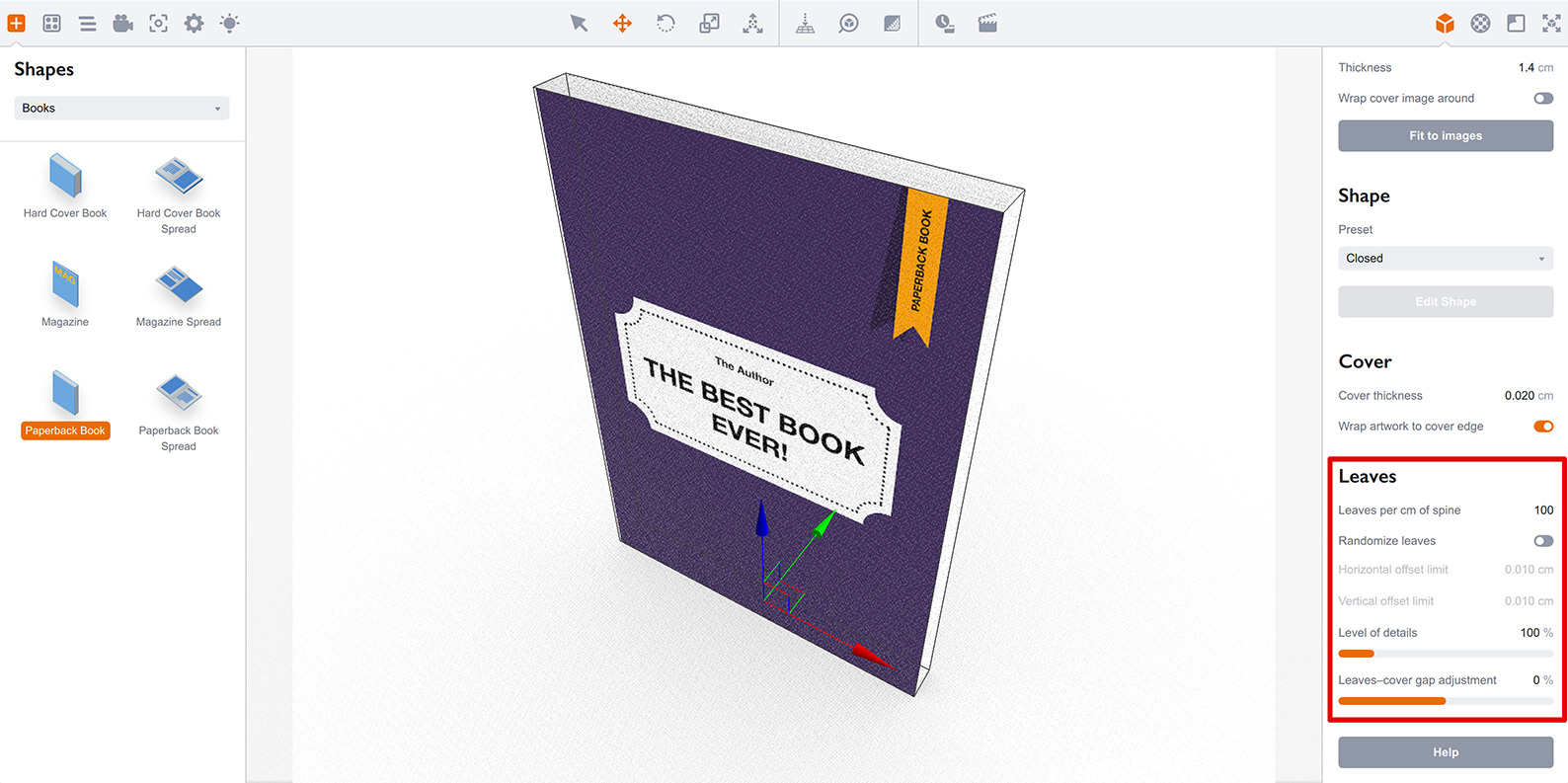 Paperback specific book leaves properties