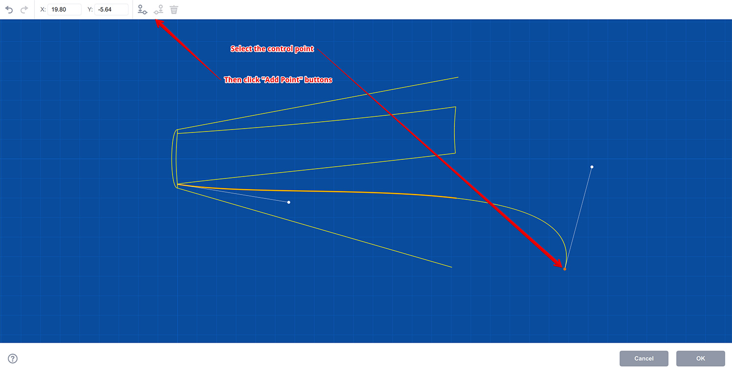 Adding an extra point to the curve in Boxshot book editor