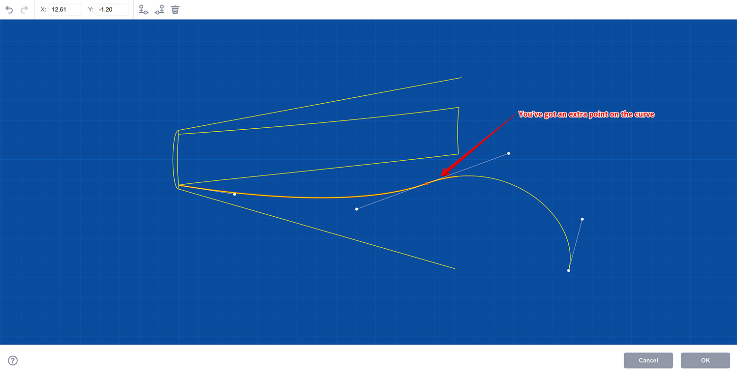 A new point was added to the curve in Boxshot book editor