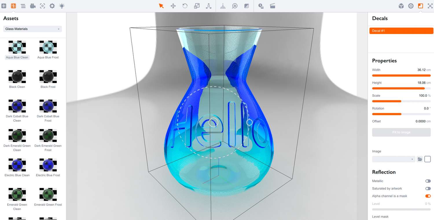 Relief bump decal is added to the glass surface
