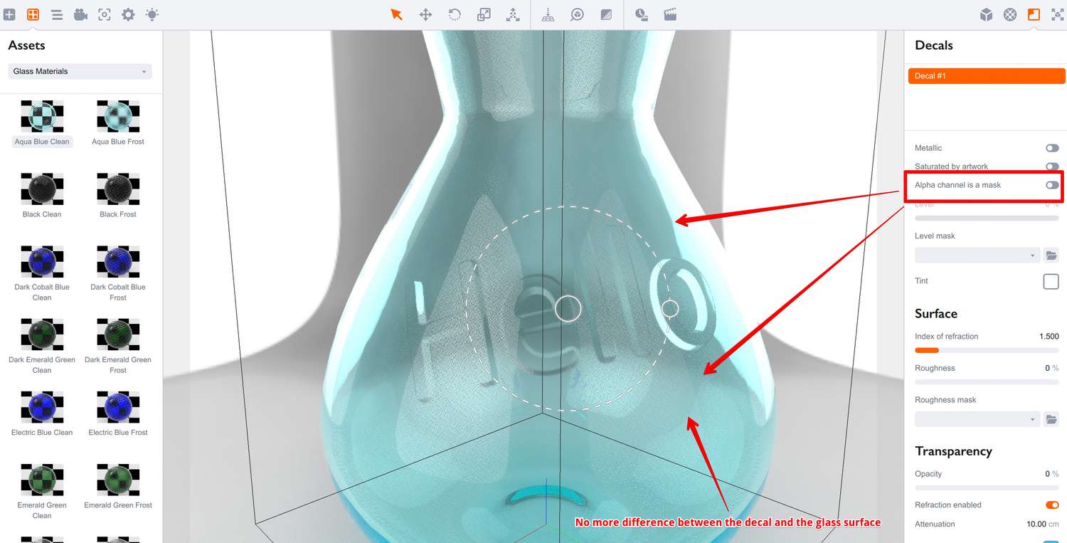 Blending the decal with the glass surface