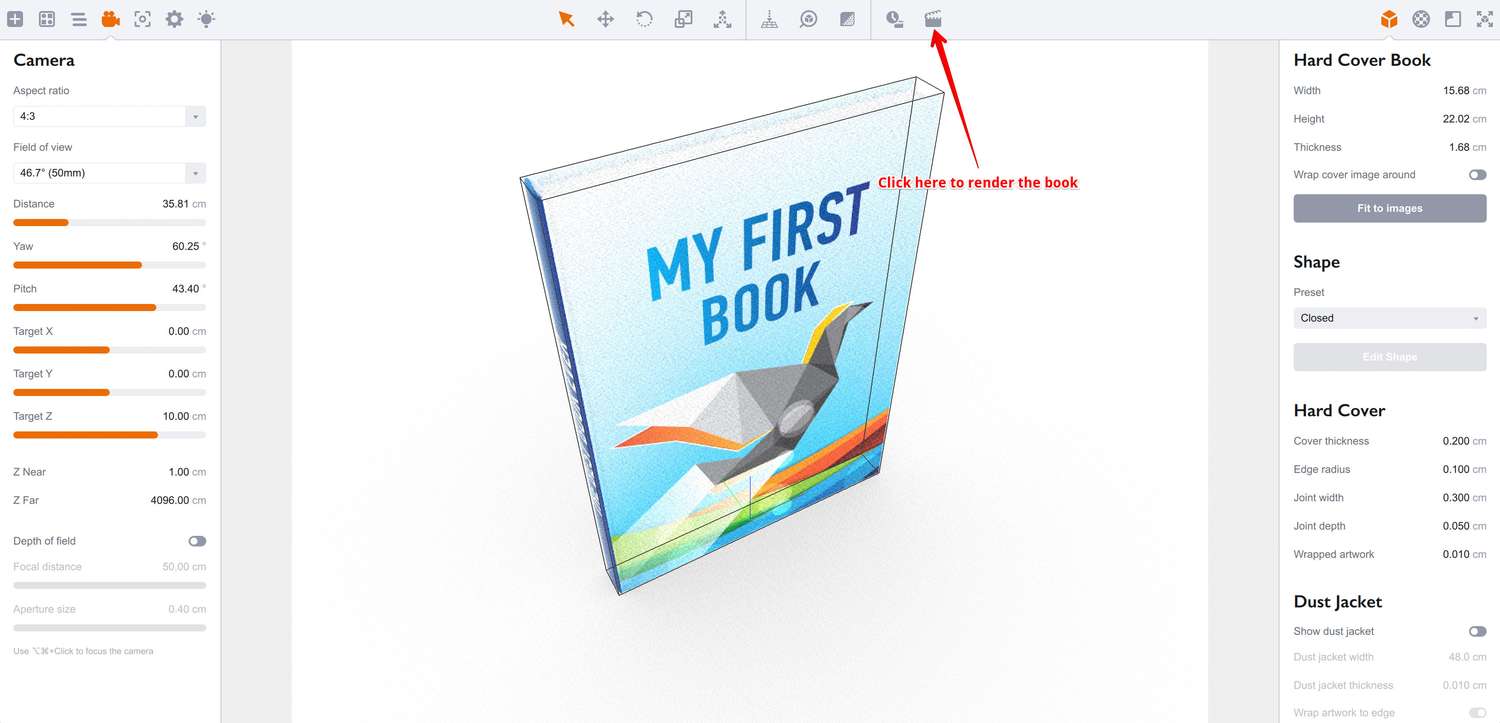 Switching to rendering mode in Boxshot