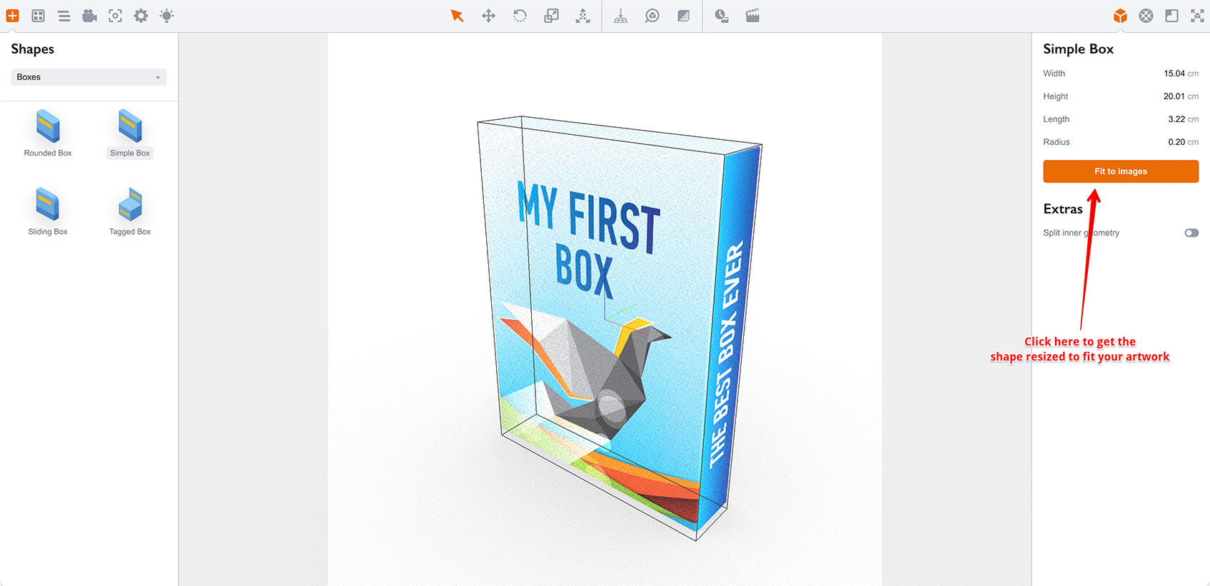 The box is now resized to match the artwork
