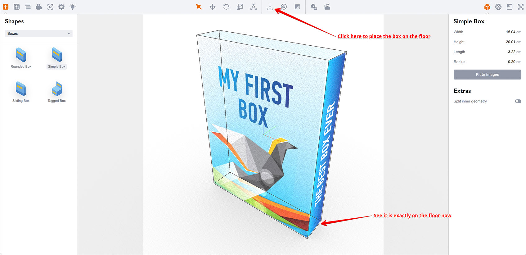 Placing the box on the floor