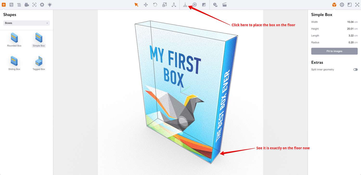 Placing the box on the floor