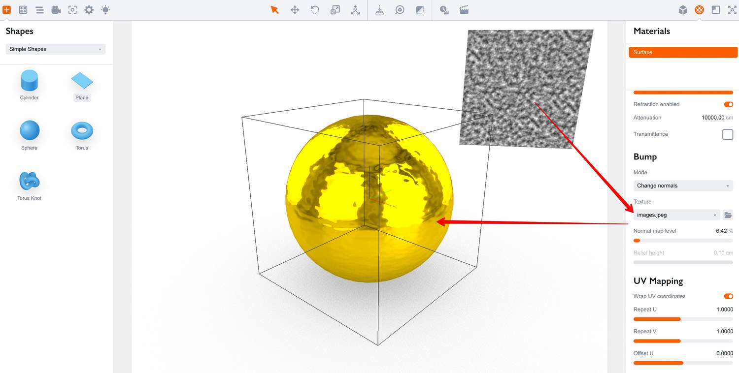 Noise image as a heightmap with normal bump in Boxshot