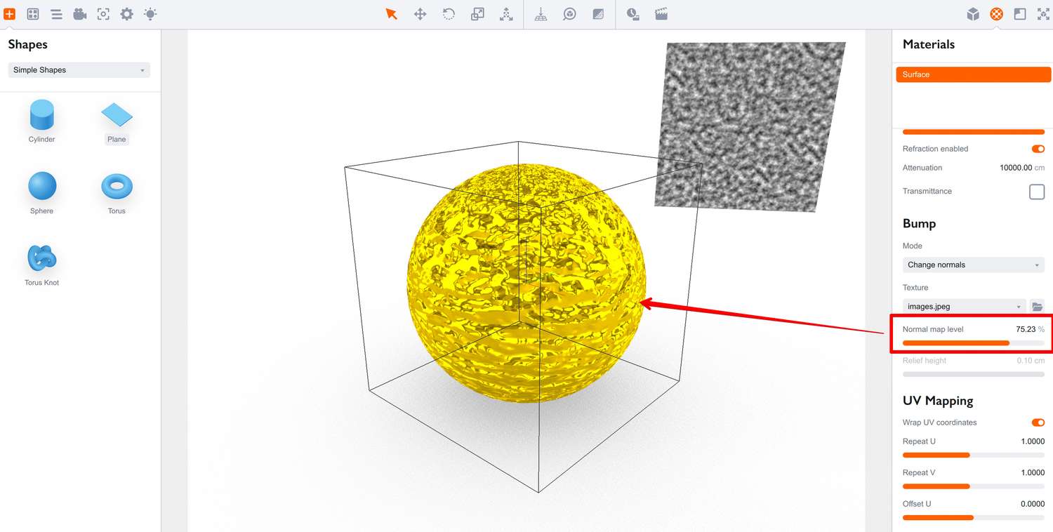 Higher normal map level changes normals more
