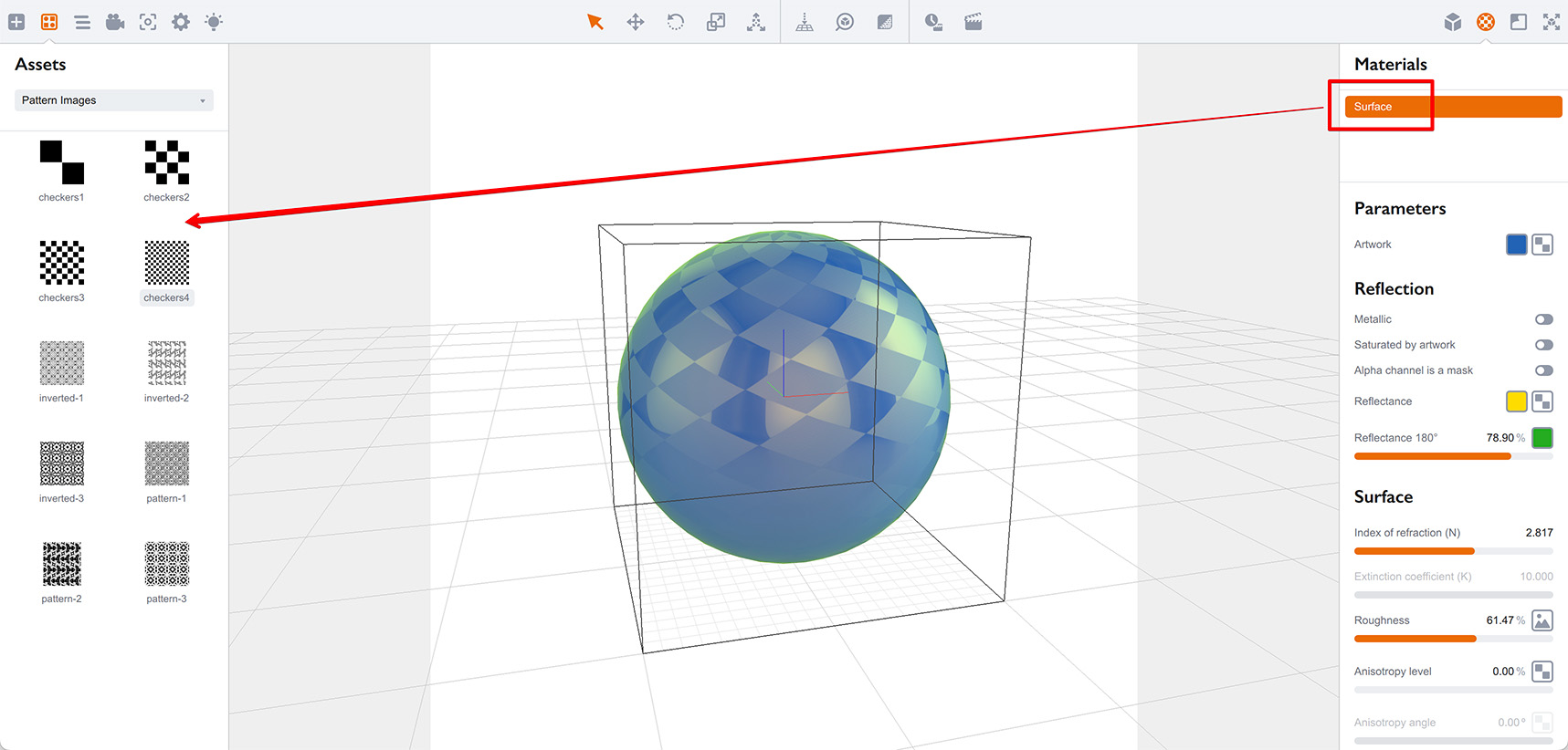 Dragging material to the Assets panel in Boxshot