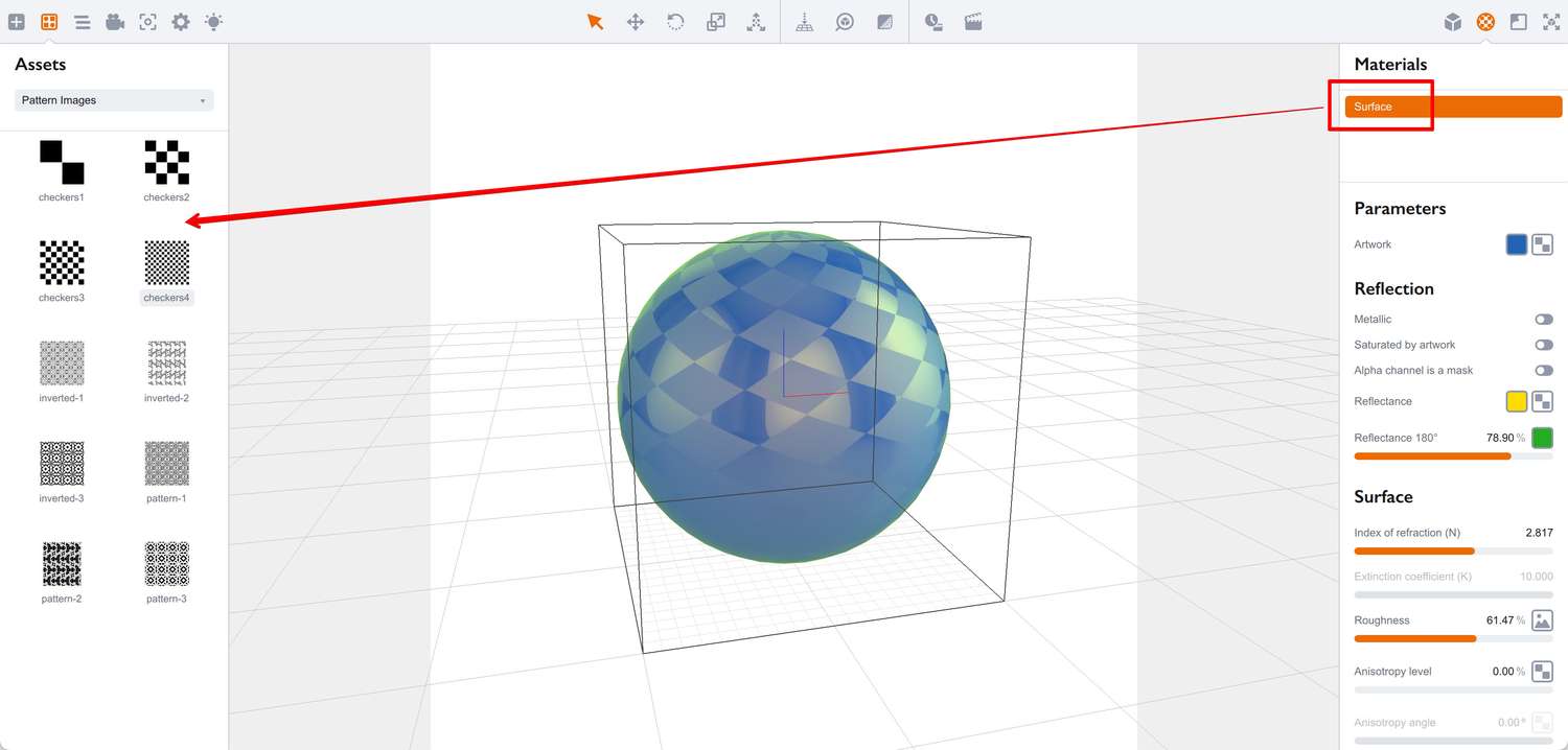 Dragging material to the Assets panel in Boxshot