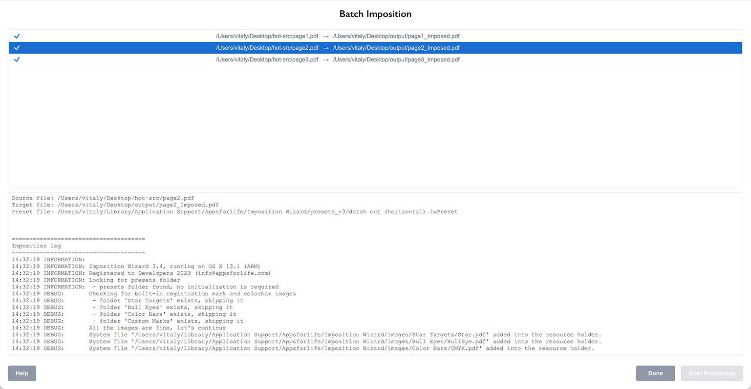 Batch imposition results
