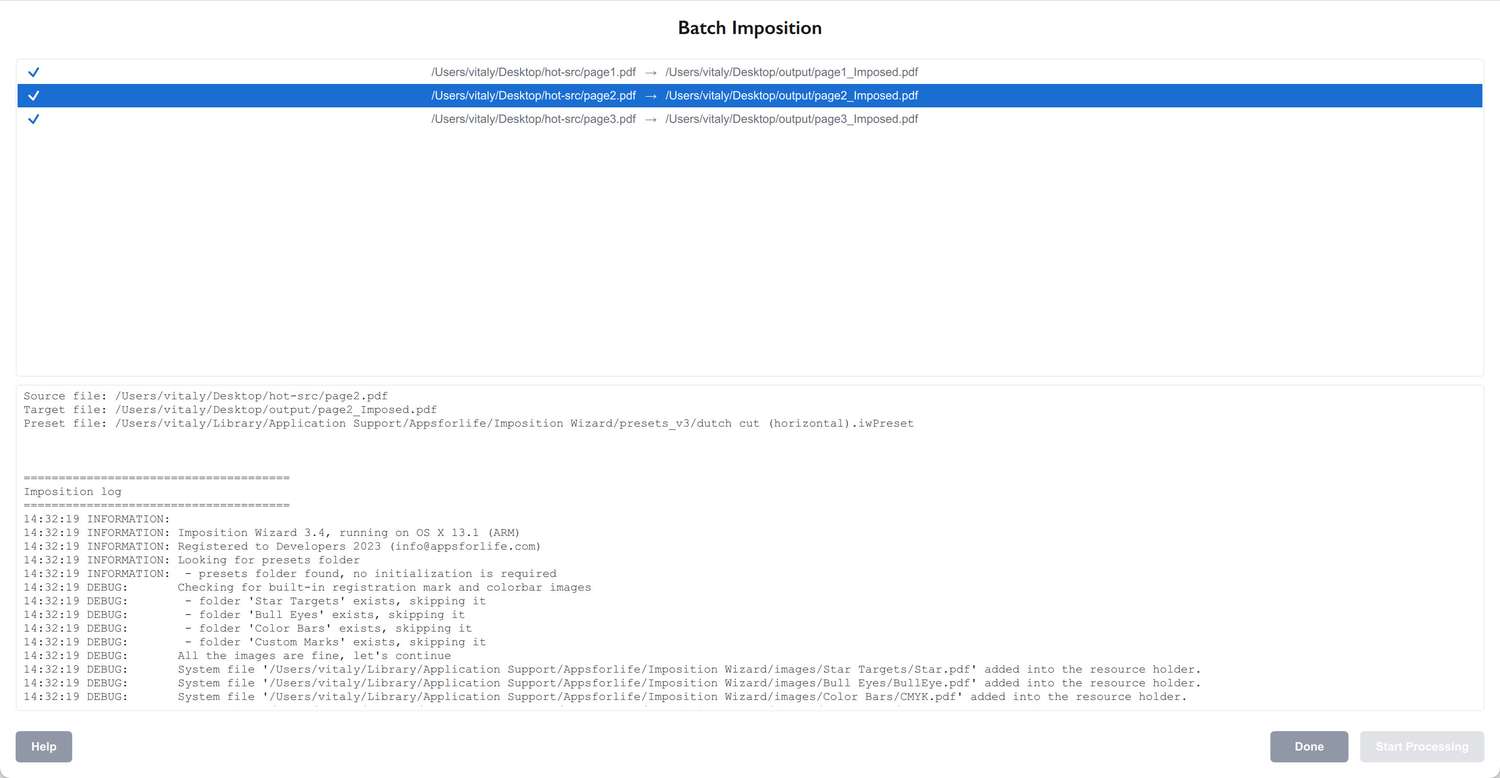 Batch imposition results