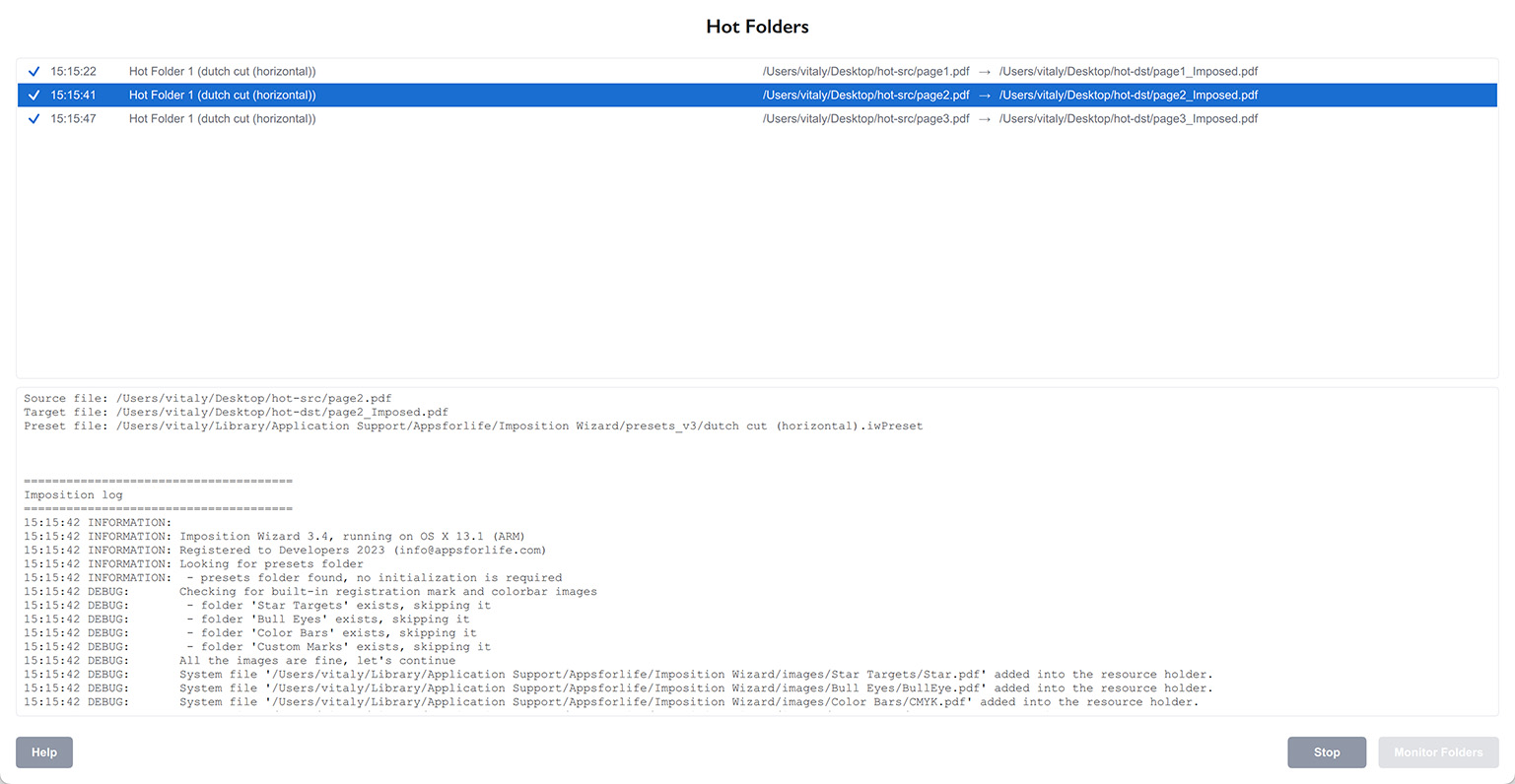 Files in hot folders are being imposed