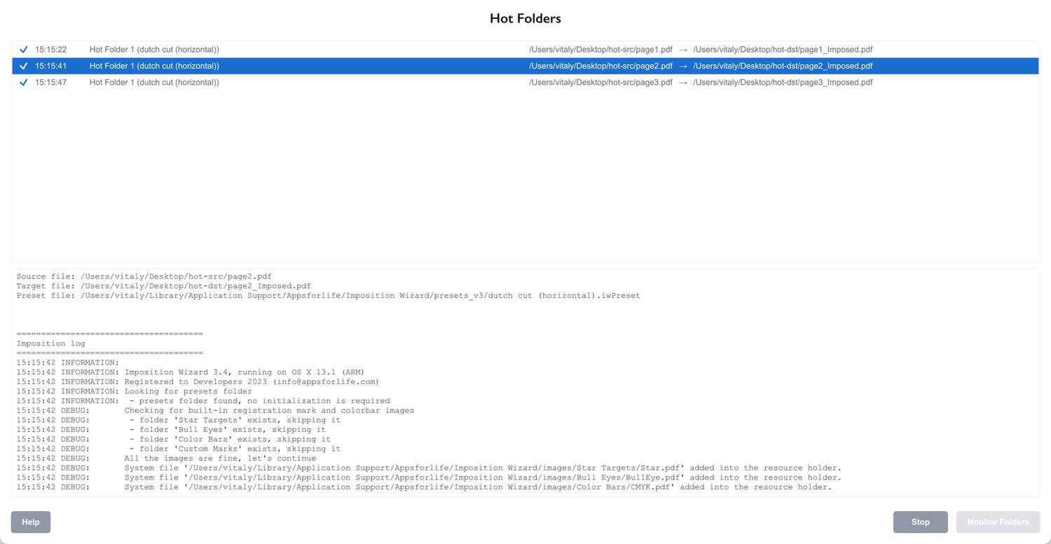 Files in hot folders are being imposed