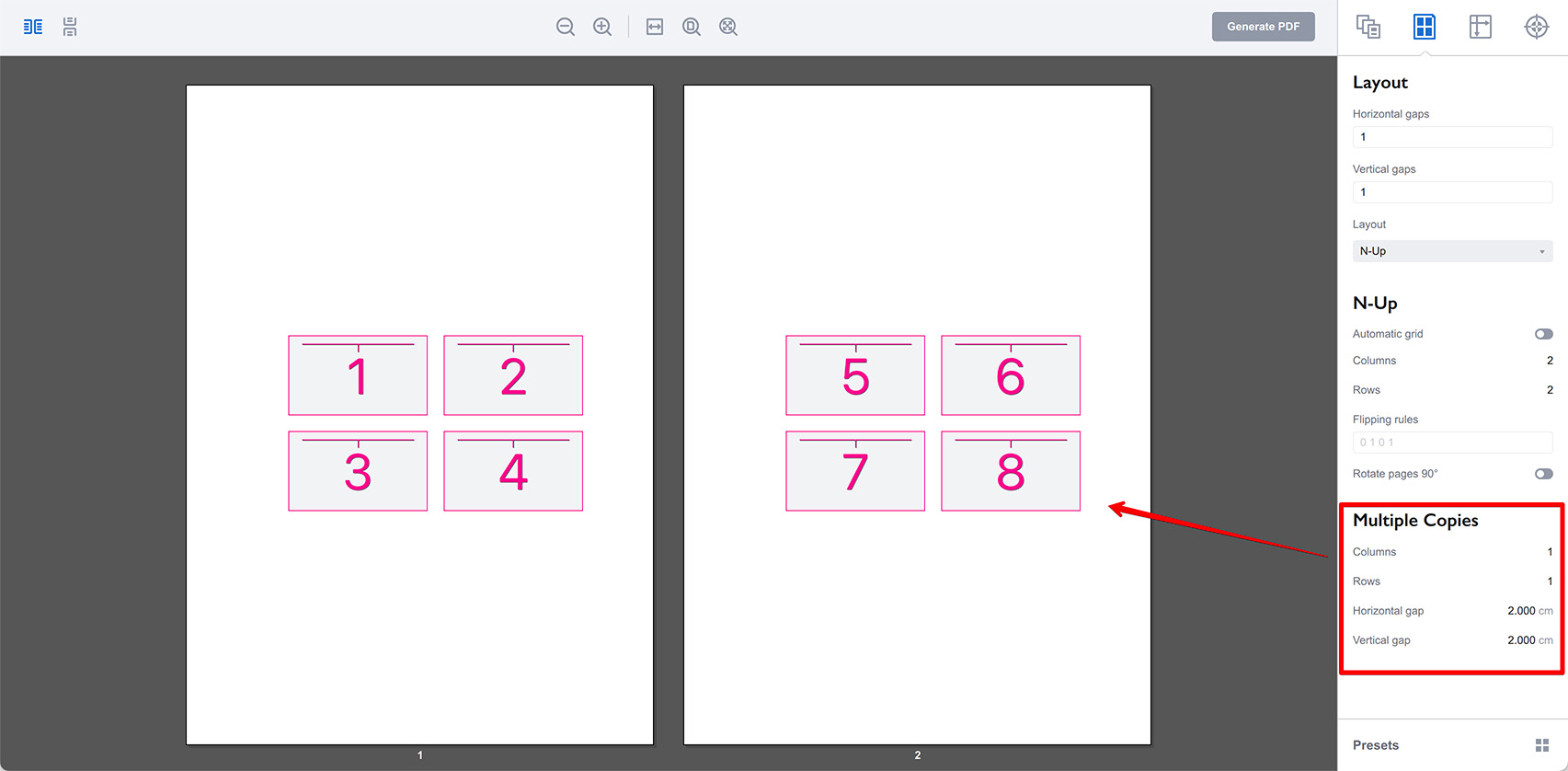 Grid copies parameters in Imposition Wizard