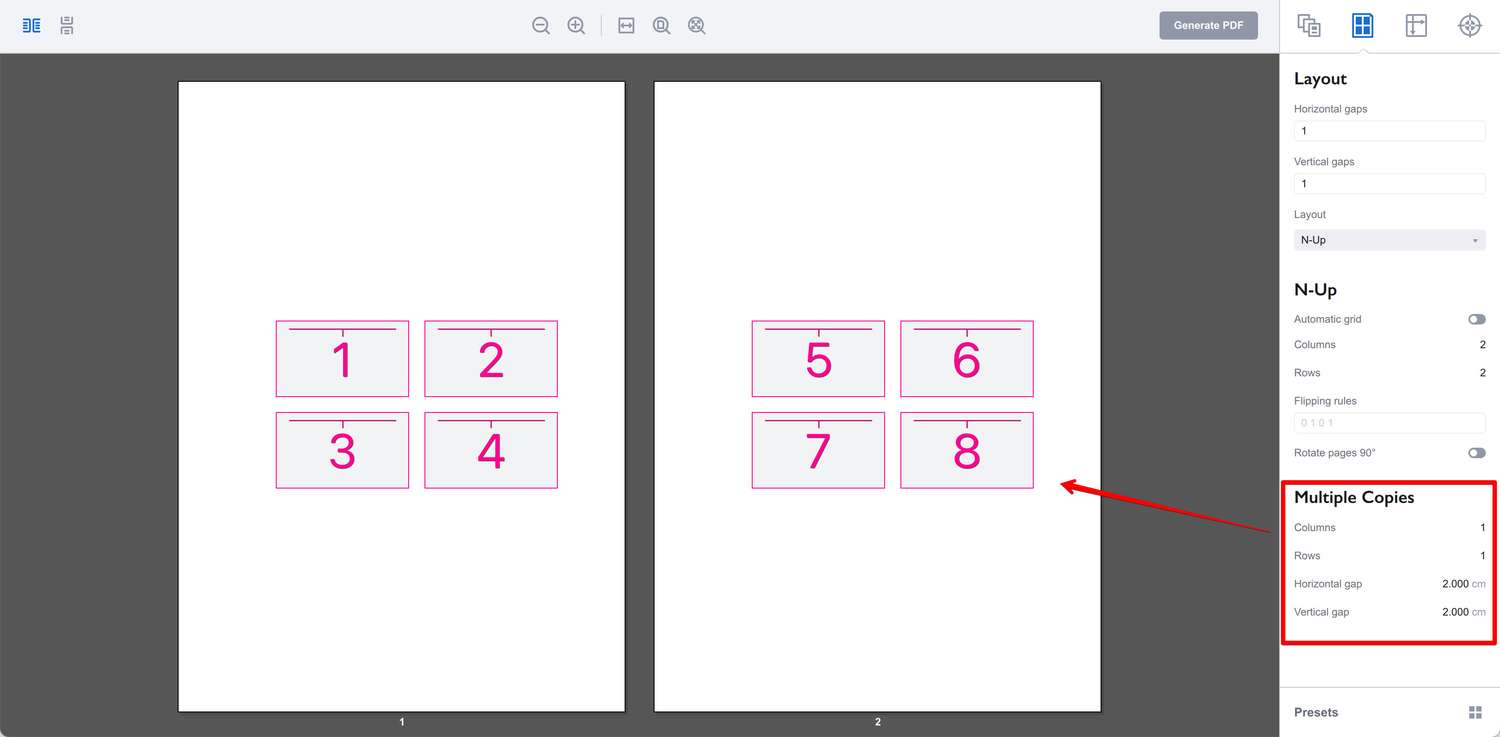 Grid copies parameters in Imposition Wizard