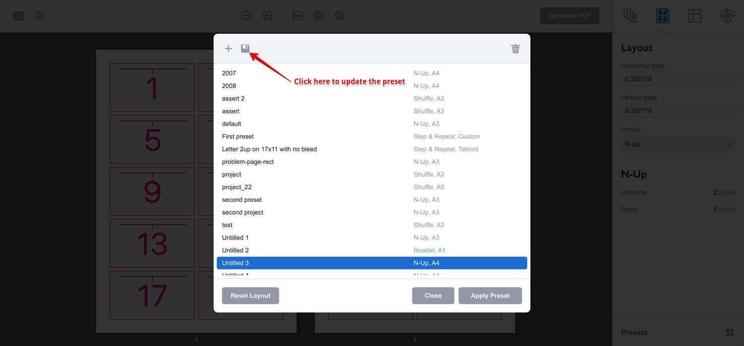 Updating presets in Imposition Wizard