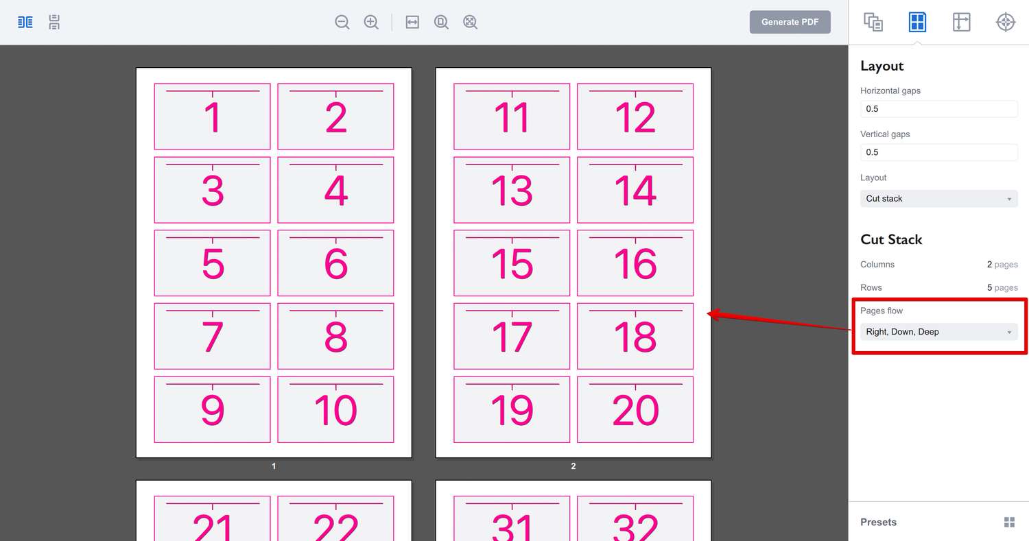 Making N-Up with cut stack layout in Imposition Wizard