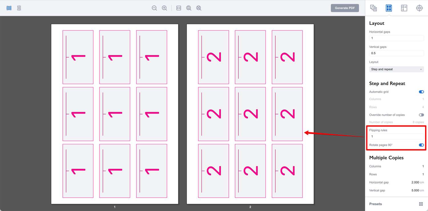 Rotating pages counter-clockwise