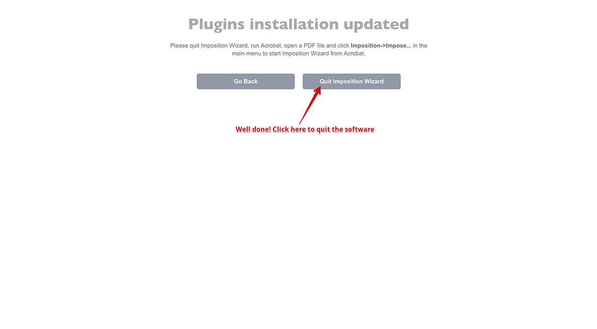 Imposition Wizard Acrobat plugin has been installed