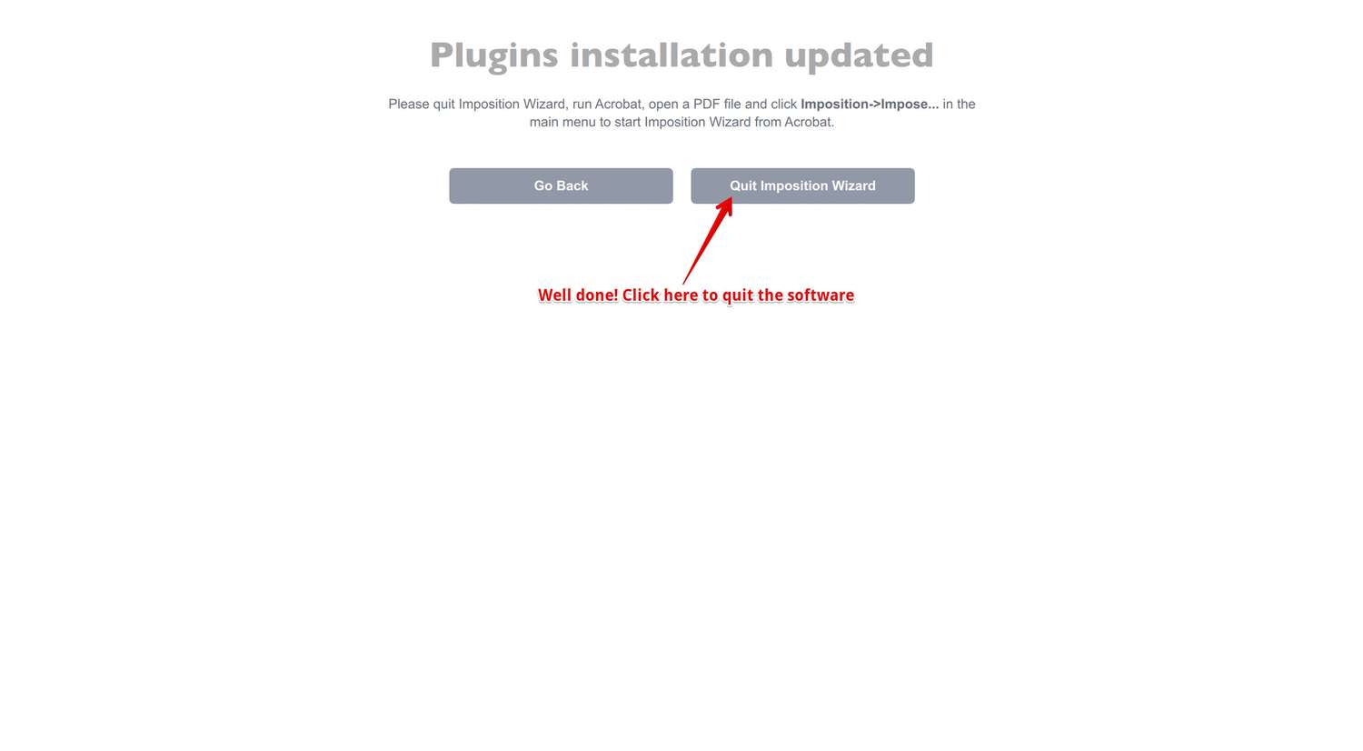 Imposition Wizard Acrobat plugin has been installed