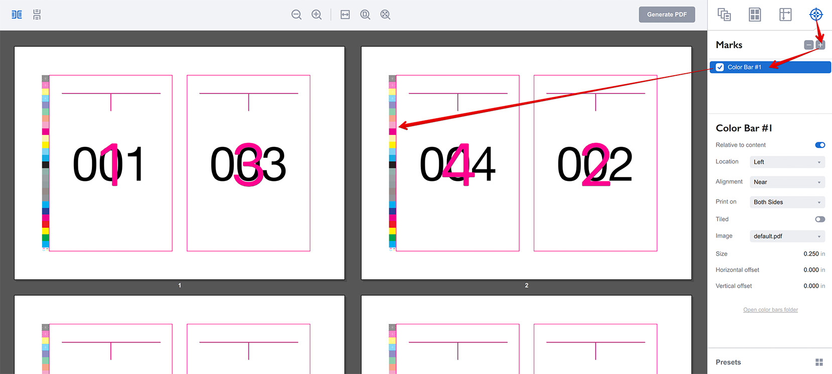 Adding color bar element in Imposition Wizard