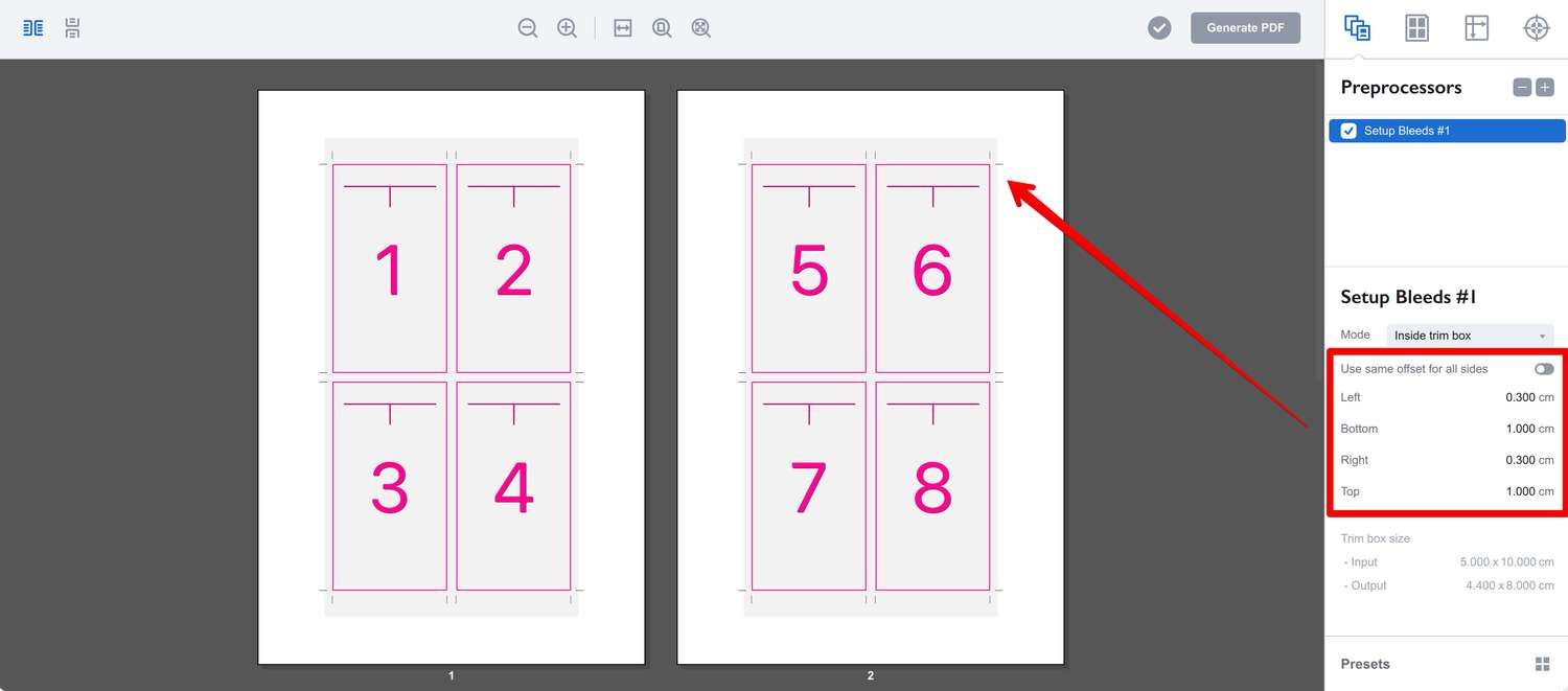 Use custom bleeds for each side