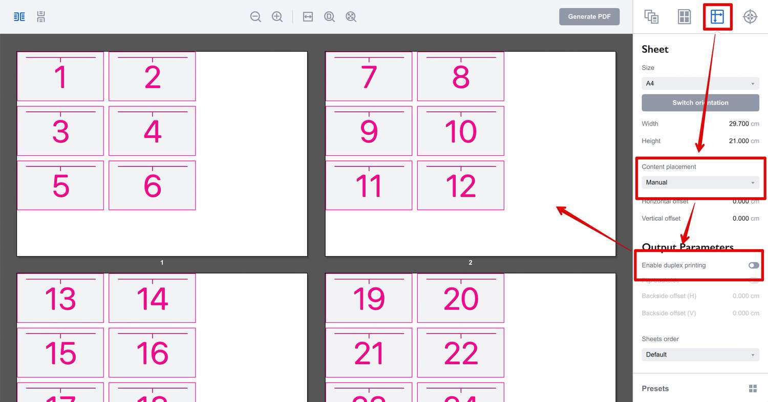 Single-sided printing in Imposition Wizard
