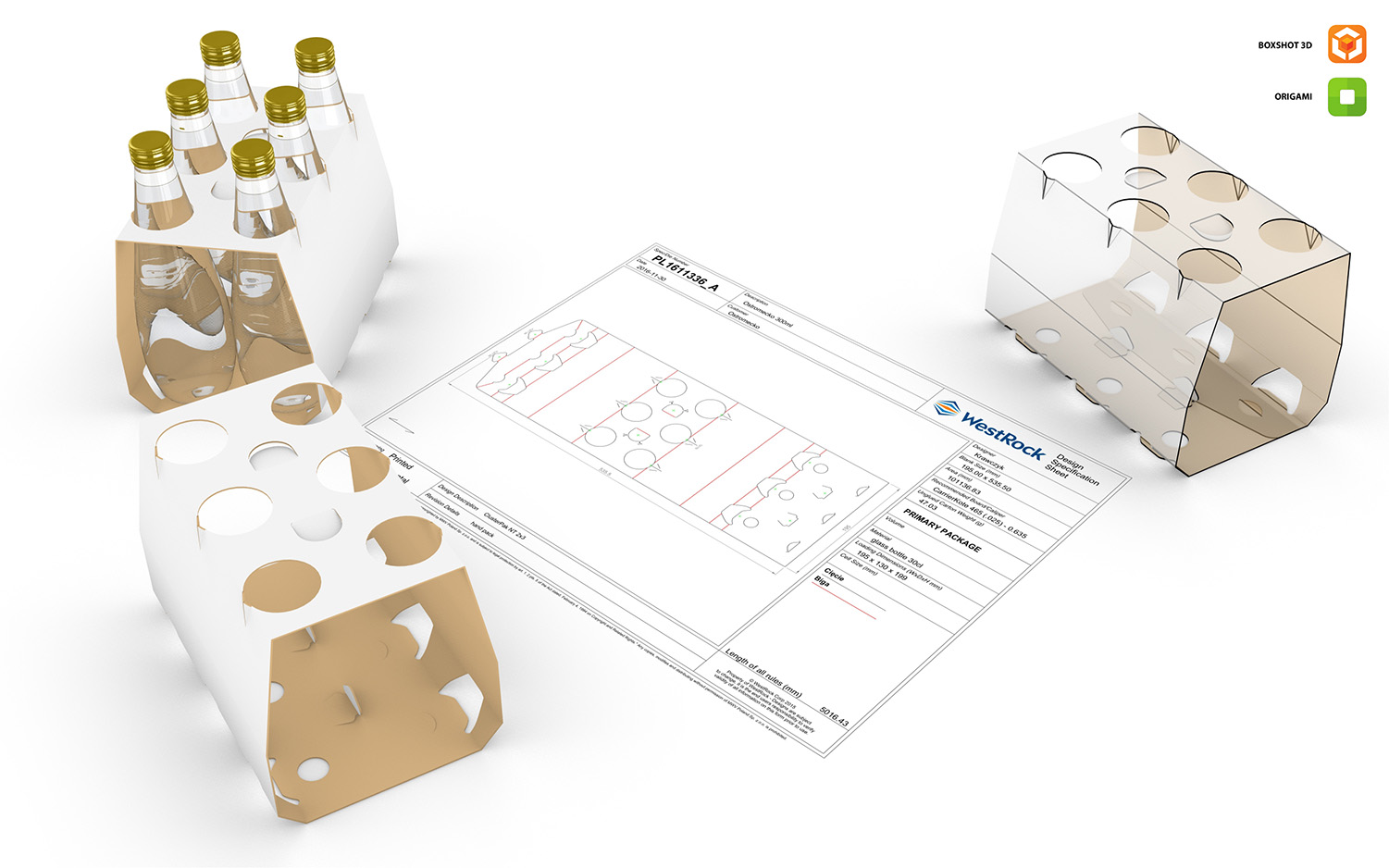 Another bottle holder dieline made in Origami