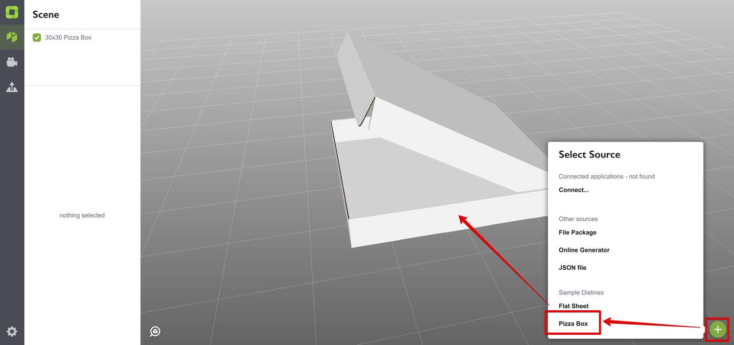 Adding a sample pizza box scene in Origami
