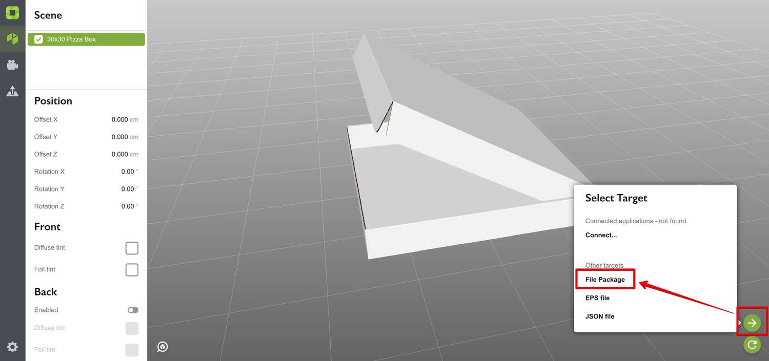 Exporting dieline to file package format in Origami