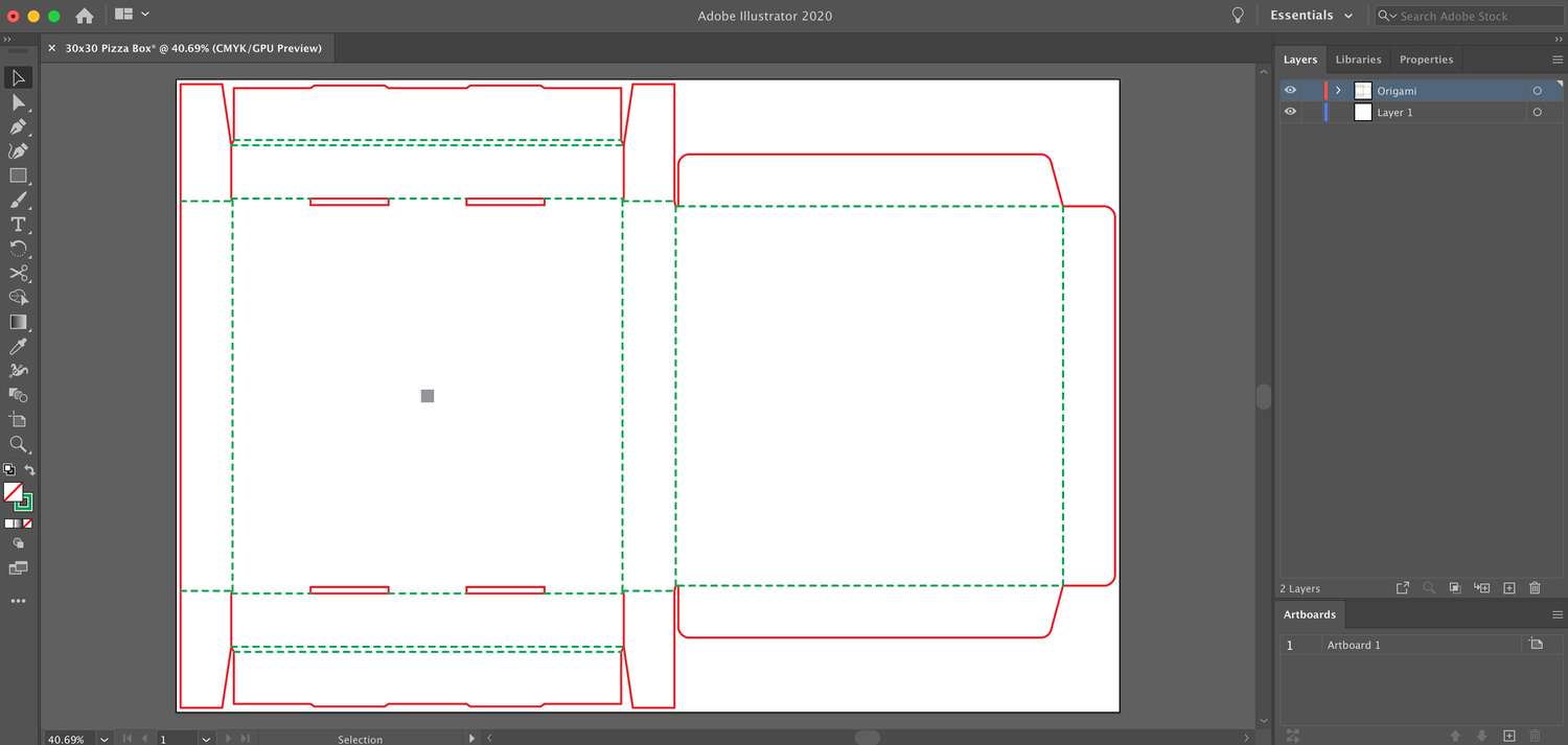 Pizza box dieline in Illustrator