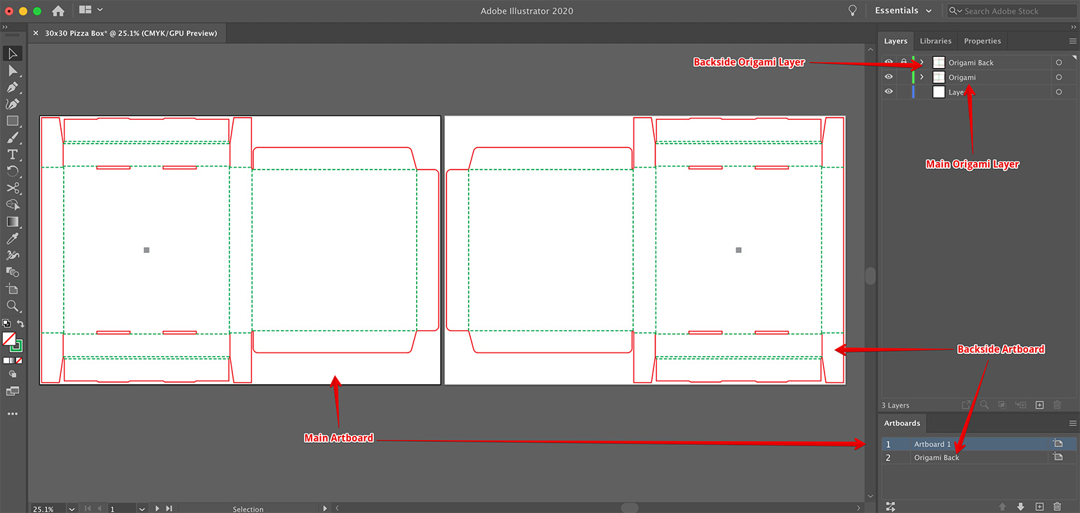 Backside added to the dieline project in Illustrator