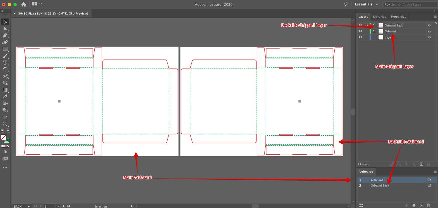 Backside added to the dieline project in Illustrator