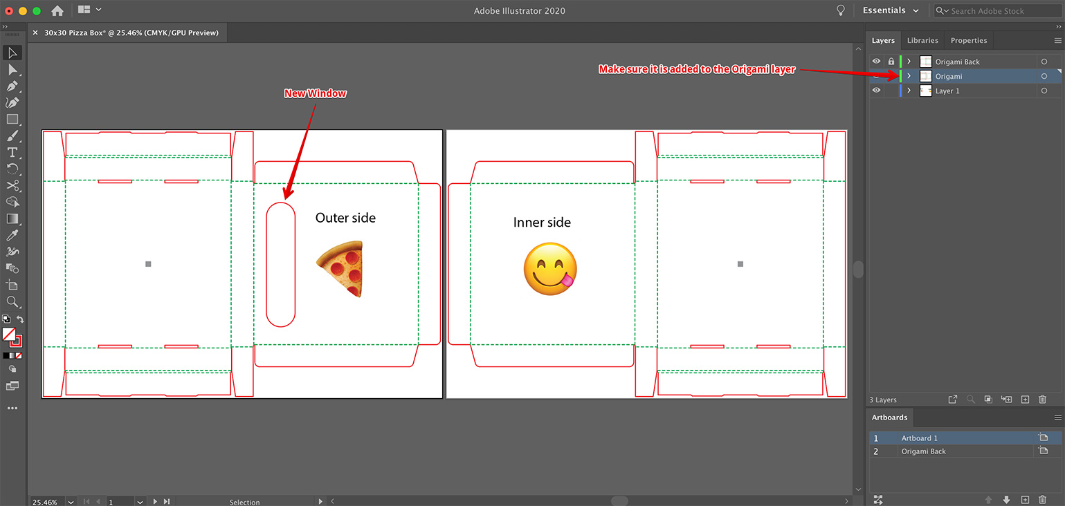 Adding a small window to the pizza box lid